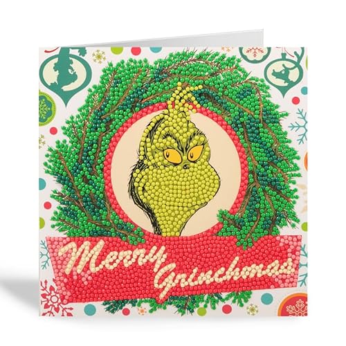 Crystal Art Green Merry Grinchmas Card Kit 18X18cm Craft Buddy