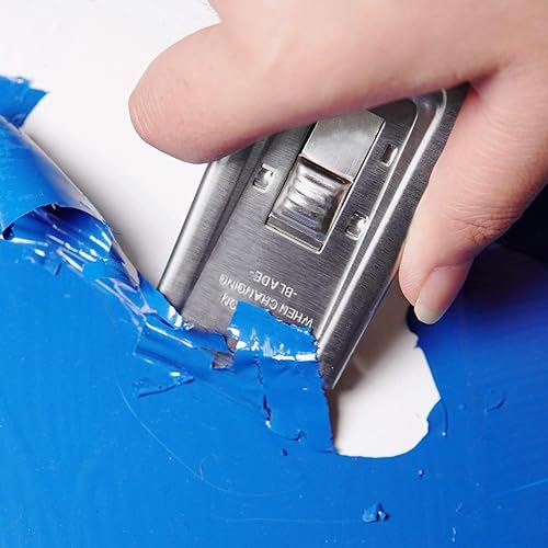Miniatura 7 de Rascador portátil multiusos de acero inoxidable para limpiar vidrio, estufa, ventana, piso con 10 cuchillas de acero inoxidable