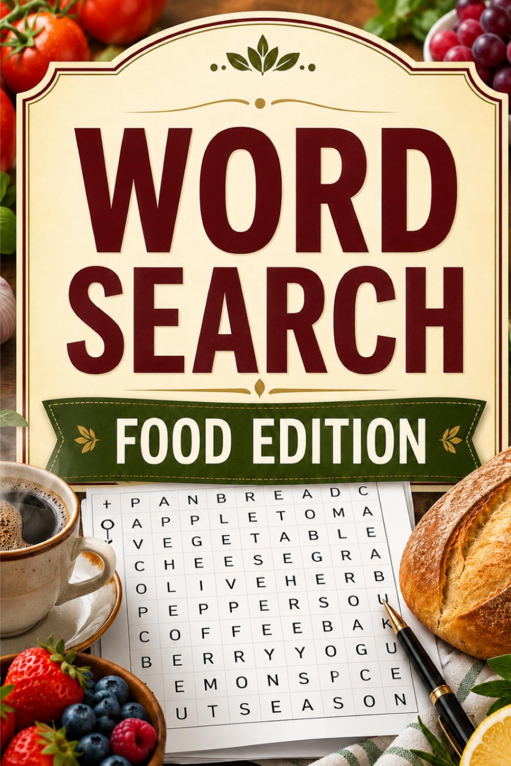 Word Search: Food Edition: 20 Delicious Food-Themed Puzzles for Seniors with Answer Key