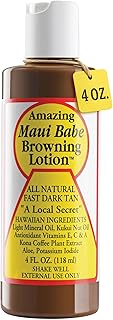 Maui Babe Browning Lotion - Natural Hawaiian Tan Accelerator with Vitamins & Antioxidants - Moisturizing Formula for All Skin Types - Made in USA - 4 fl oz