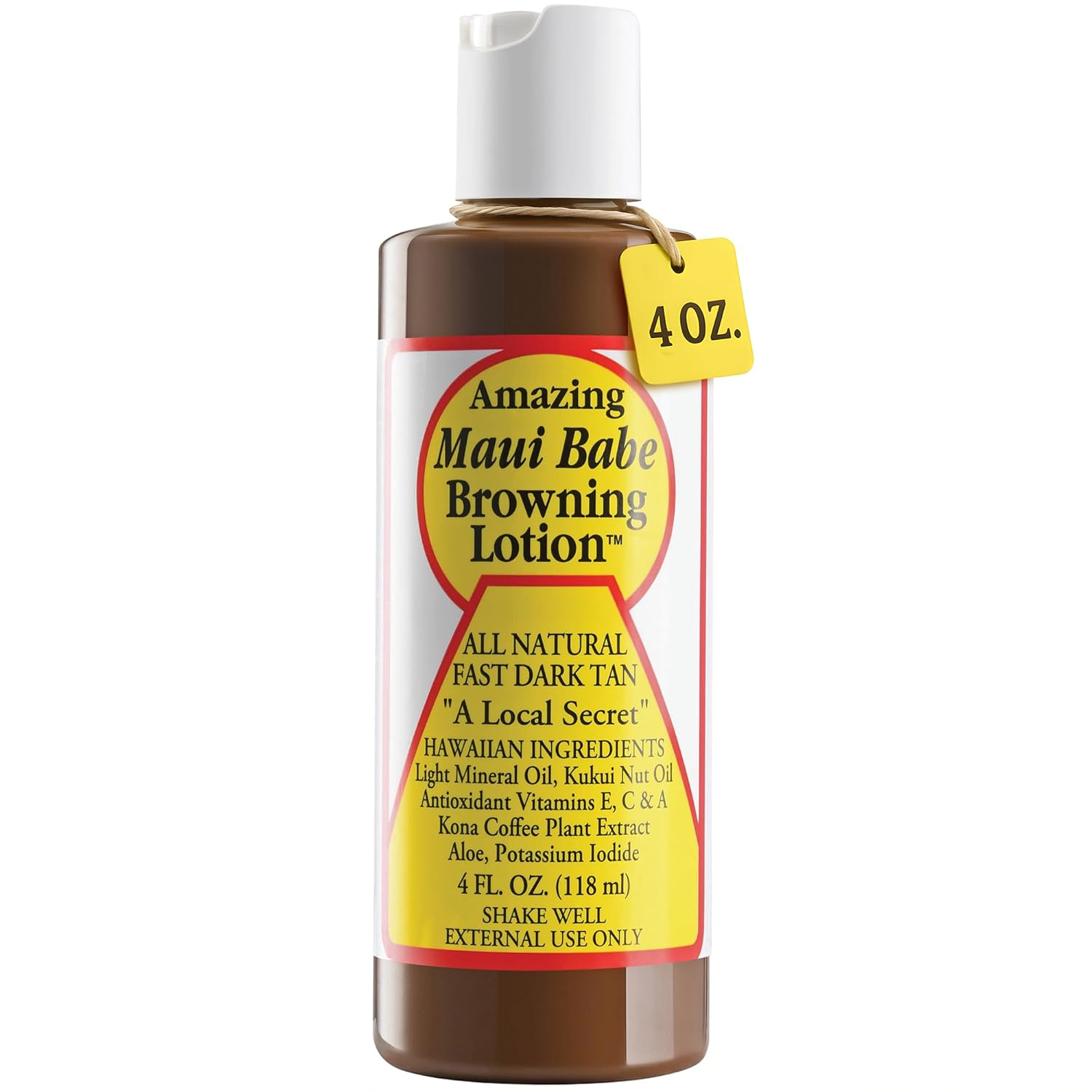 Maui Babe Browning Lotion: Natural Hawaiian Tan Accelerator with Vitamins A, C, E - Moisturizing for All Skin Types, 4oz USA-Made