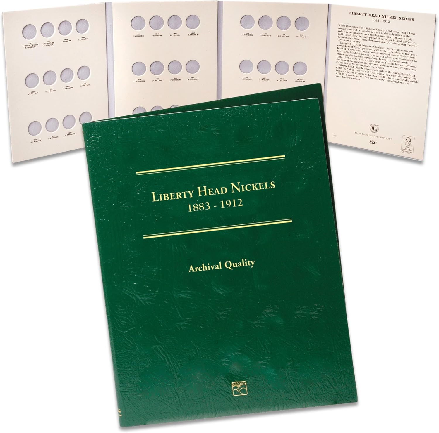 Littleton Coin Company 1883-1912 Liberty Head V Nickel Folder Coin Storage