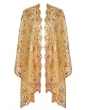 Women's Glittering 1920s Scarf Mesh Sequin Wedding Cape Fringed Evening Shawl Wrap