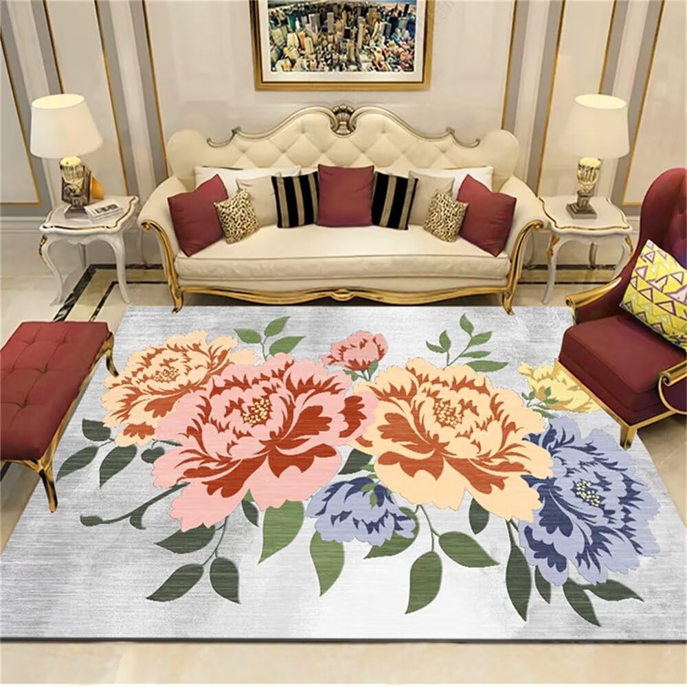 Tapis chambre bébé fille floral en feuilles vertes pour ados 60x120cm