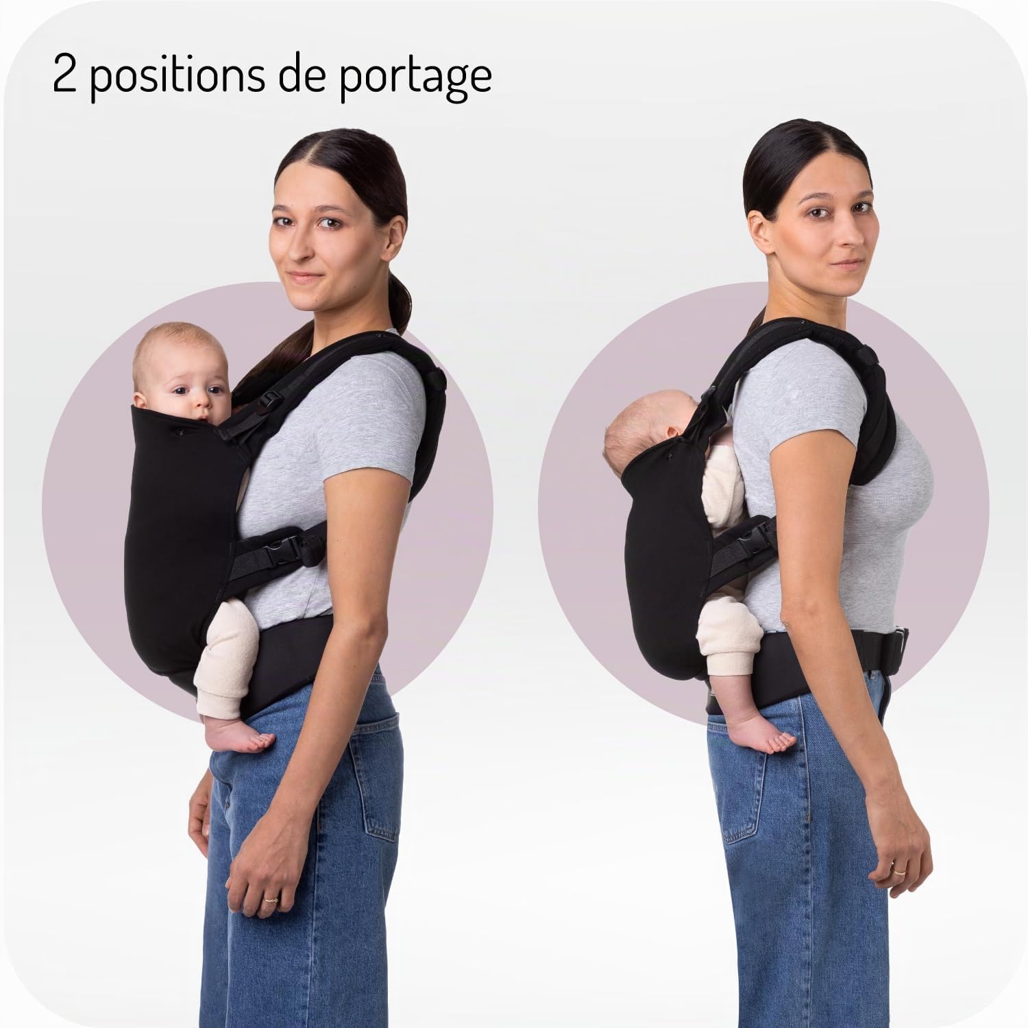 MoMi COLLET Porte-bébé pour enfants de 3 à 48 mois (poids de 3 à 15 kg), 2 positions de portage avec 6 points de réglage, avec capuche et appui-tête
