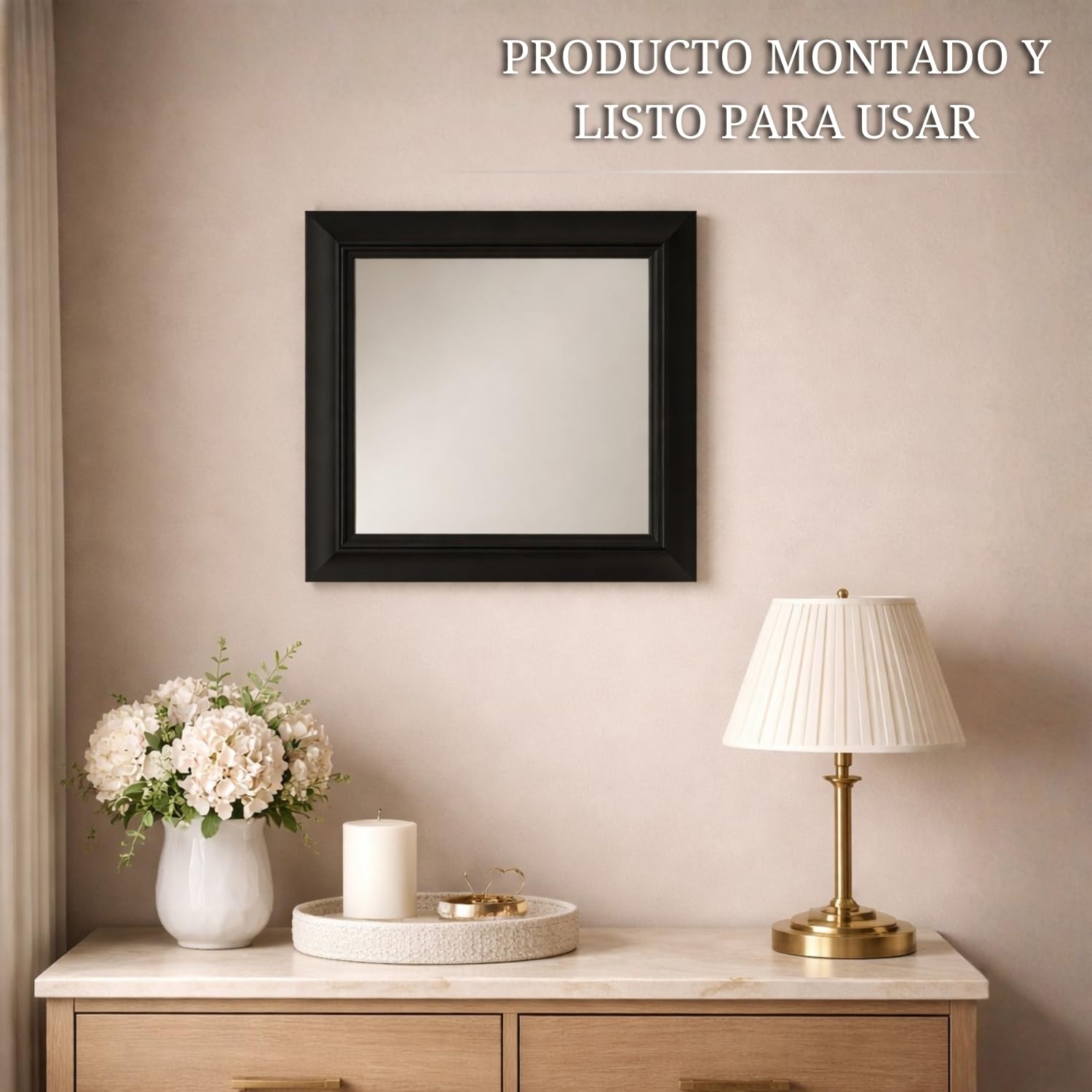 Espejo Negro con Compartimento Secreto y Doble Fondo Oculto | Caja Fuerte camuflada con Cerradura NFC/RFID | Mueble de Seguridad para Joyas, Dinero y Documentos | Montado