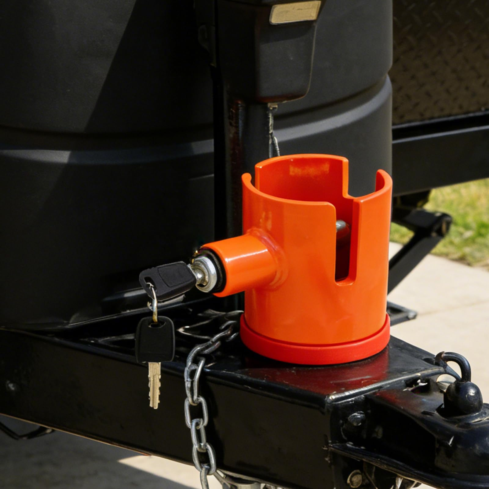 Tongue Lock Trailer Hitch - Universal Heavy Duty Steel, Tools Trailer Hitch Lock for Towing RV Pick Lawn Mower Jack Equipment Cargo Door Container Floor Tools Anti Theft Secure Protection