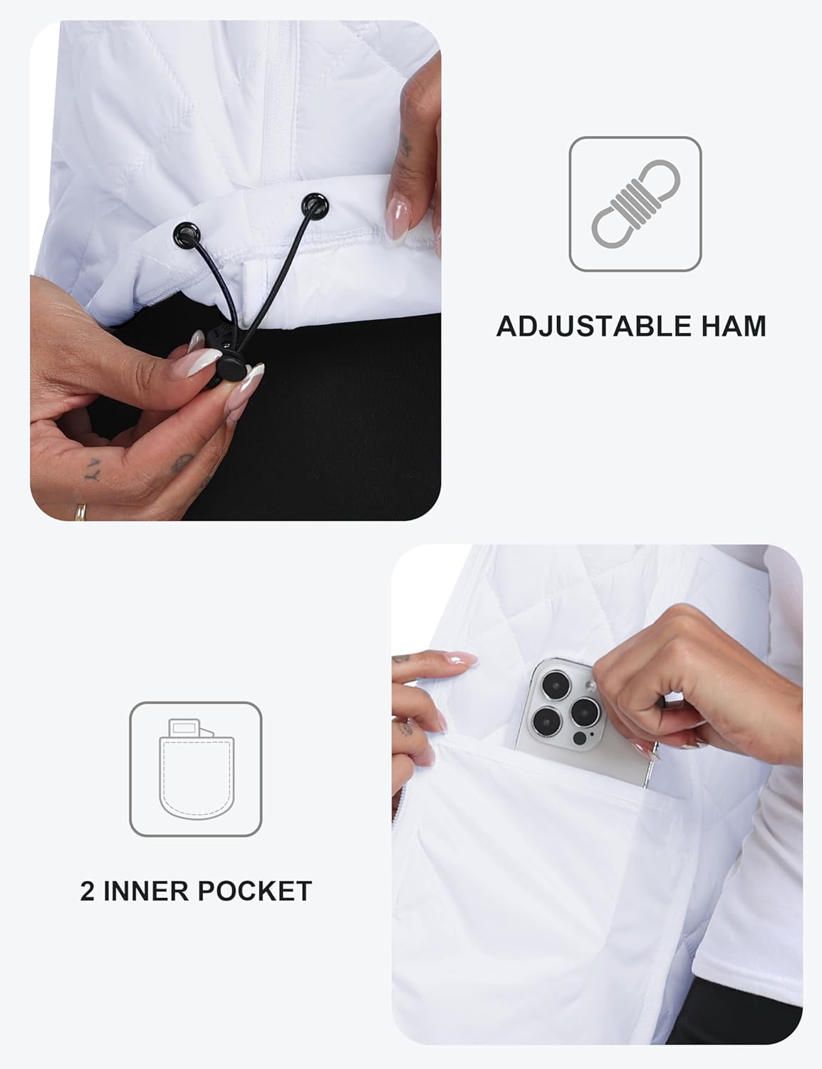 MoFiz Women's Puffer Vest Hooded Running Vests Sleeveless Lightweight Jacket Fall Winter - Image 5