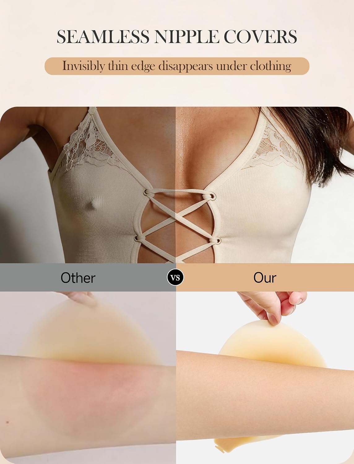 Ultra Thin Silicone Nipple Covers, Invisible 3D Push Up Pasties, Reusable Sweatproof, A-D Cups, Multi Skin Tones