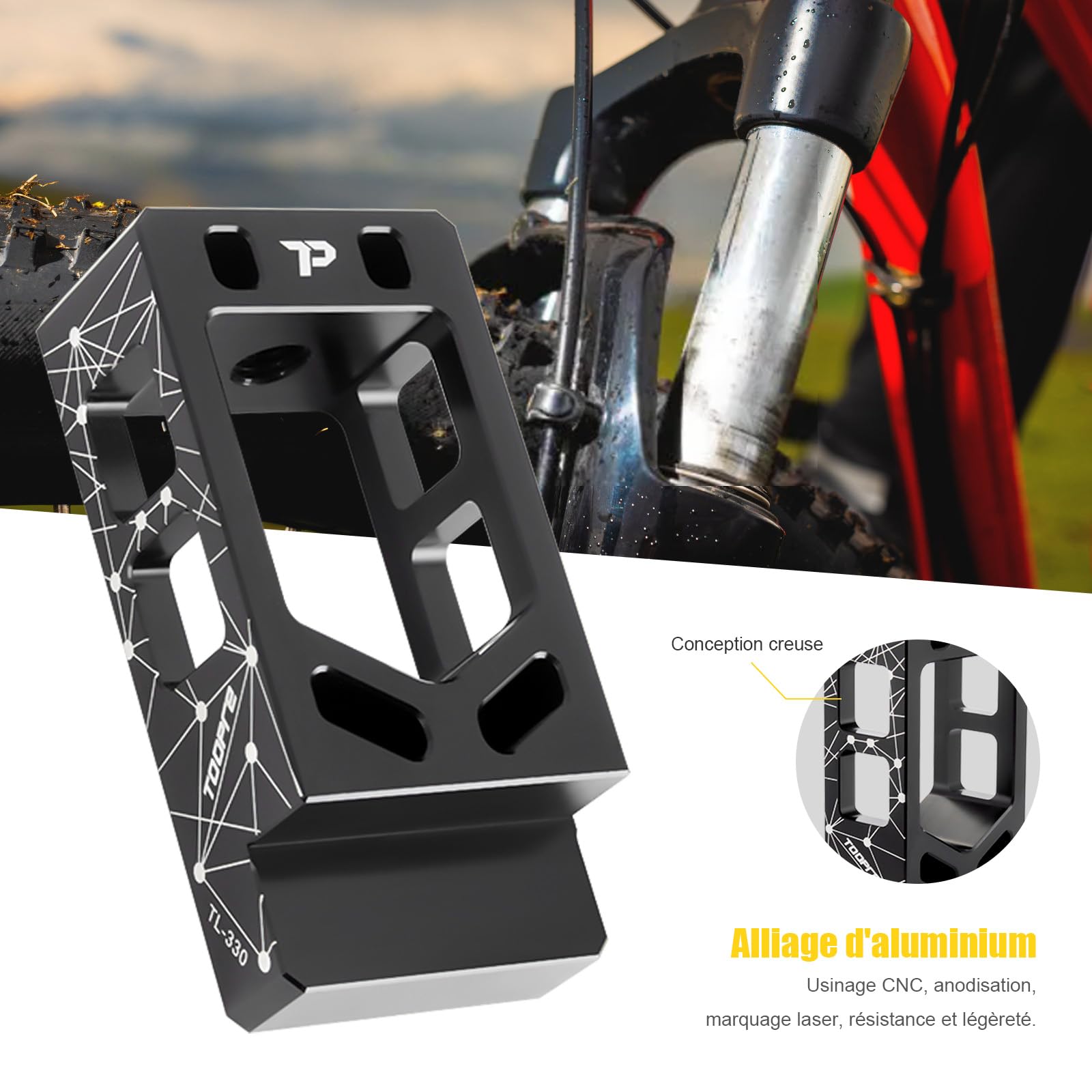 Mimoke Dispositif de coupe pour tube de fourche de vélo Support de tube en alliage d'aluminium et acier inoxydable pour couper des tubes de φ15-37mm, idéal pour les fourches de vélo, les tiges de