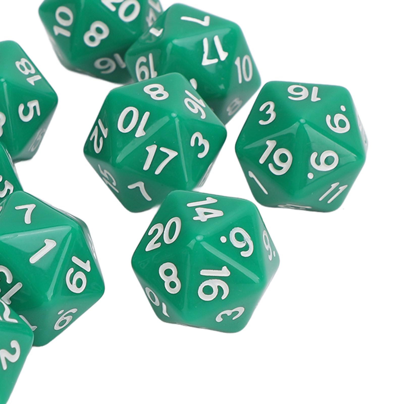 ZJchao Zestaw, 20-stronny 10-częściowy Zestaw Kości Wielościennych, Lekkie 20-ścienne Plastikowe Kości do Gier RPG, na Imprezy i do Użytku Edukacyjnego (GREEN)