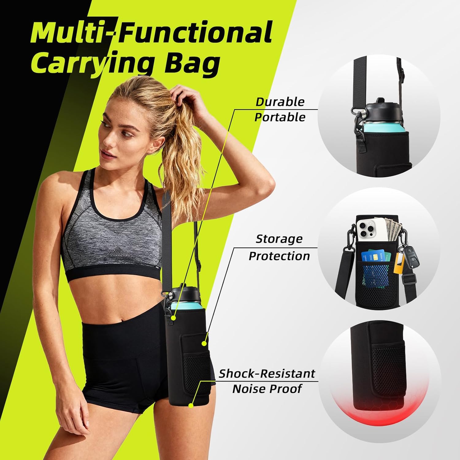 32/40/64/128 oz Insulated Water Bottle 40 oz, (Cold for 48H), Leak Proof Food-Grade Stainless Steel Water Jug With Auto Spout and Straw Lid, Portable Paracord Handle & Carrier Bag for Men Women Gym - Image 3