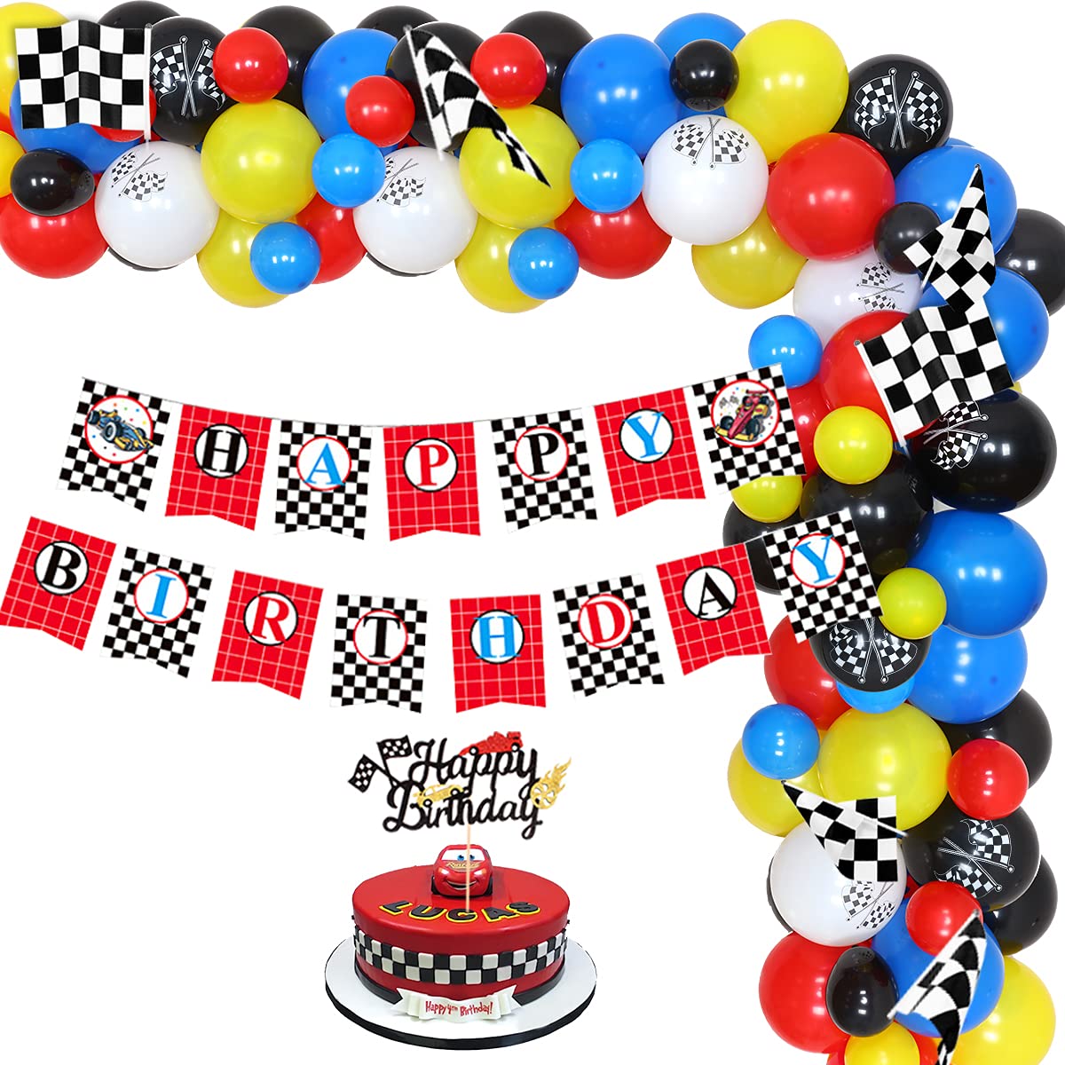 Buy Race Car Balloon Garland Kit Blue Birthday Party Decorations Happy