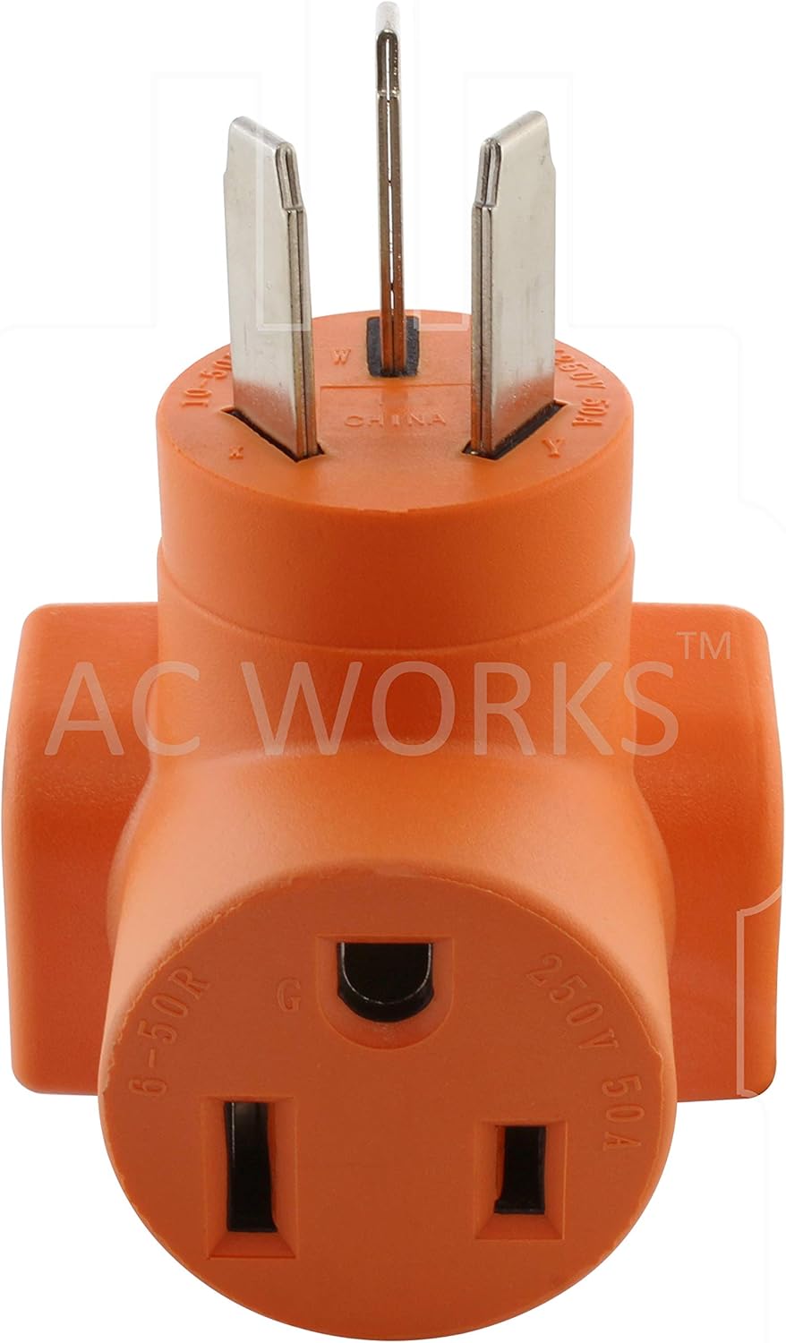 AC WORKS [WD1050650] 50A 3-Prong Dryer/Welder 10-50 Plug to 6-50R 50A 250V Welder Adapter