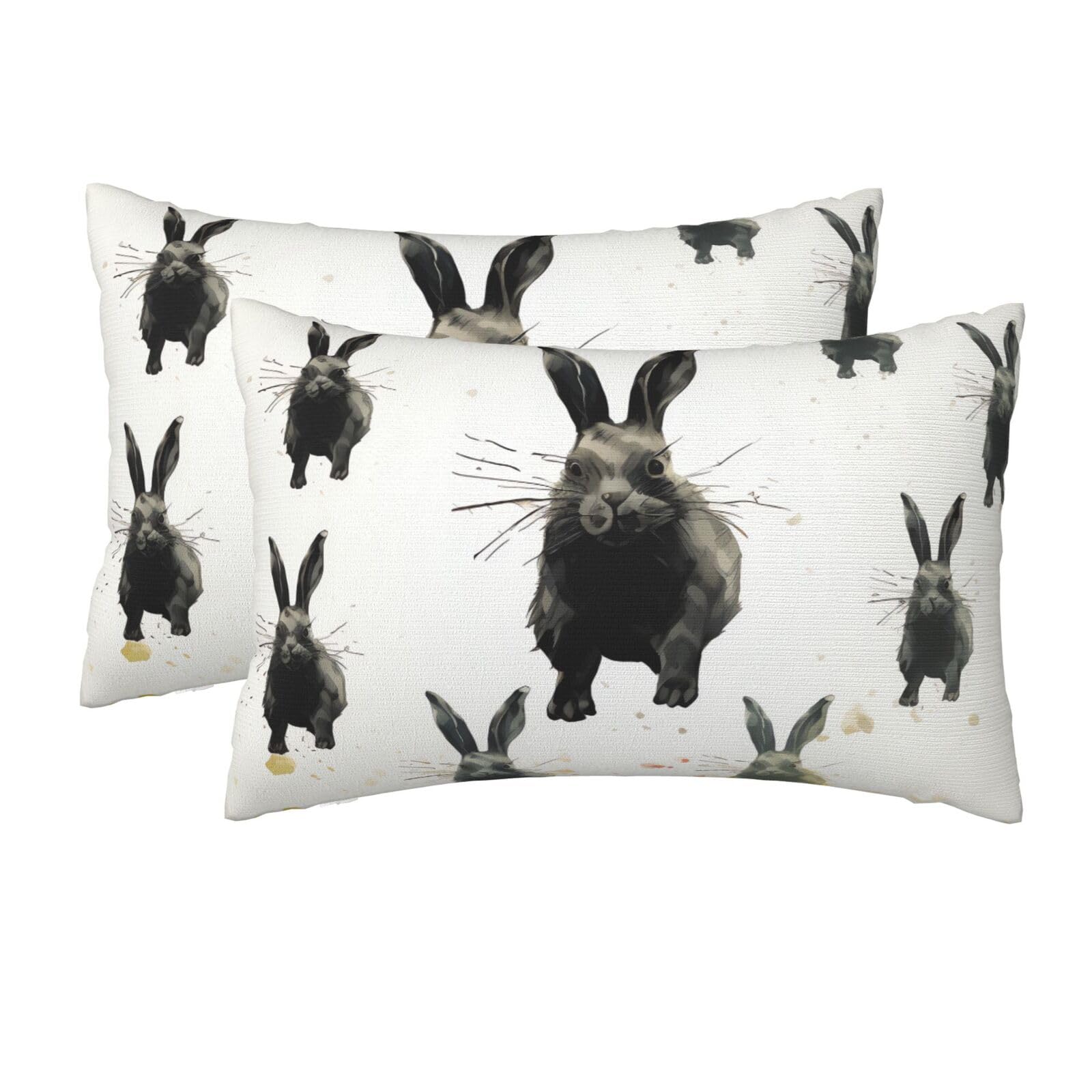 2 Pack Queen Pillow Cases with Hidden Zipper, Soft Breathable Pillow Covers for Hair and Skin, Rabbits Silhouette Pillowcases 20"x30" Bed Pillow Protectors Cover for Sleeping Gifts