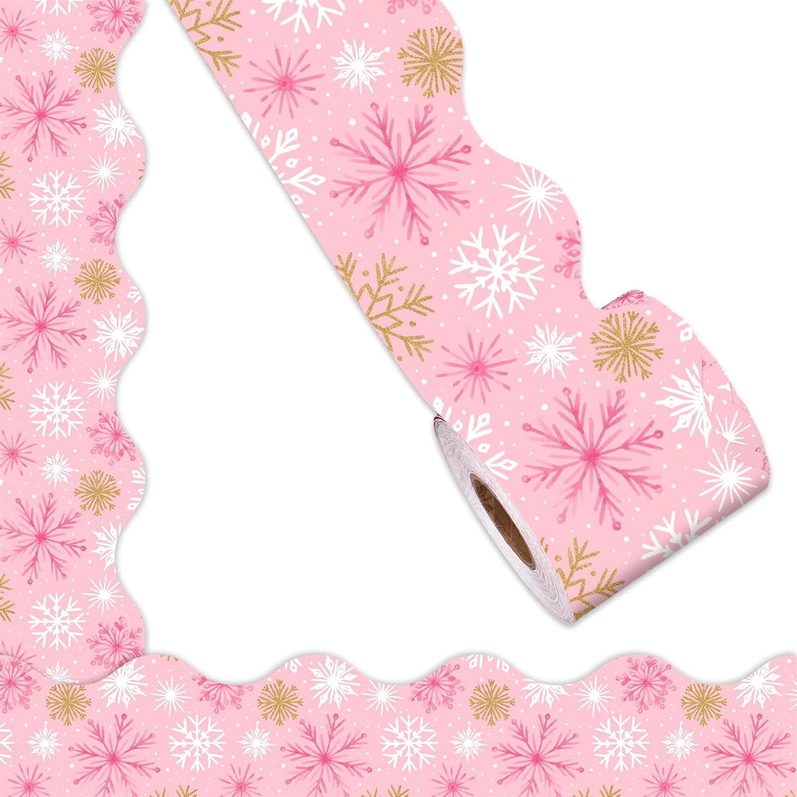 Qsvbeeqj Multicolor Christmas Snowflakes Border Trim Wall Sticker 65Ft Bulletin Board For Classroom Notice Board Chalkboard Snowflake Christmas