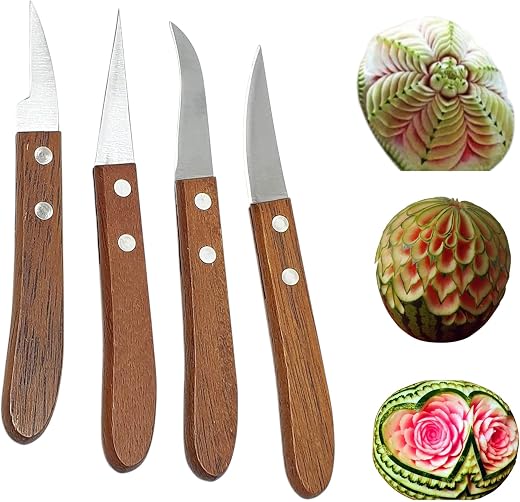 THW® Wooden Fruit and Vegetable Carving Knife Tool Cutter Set