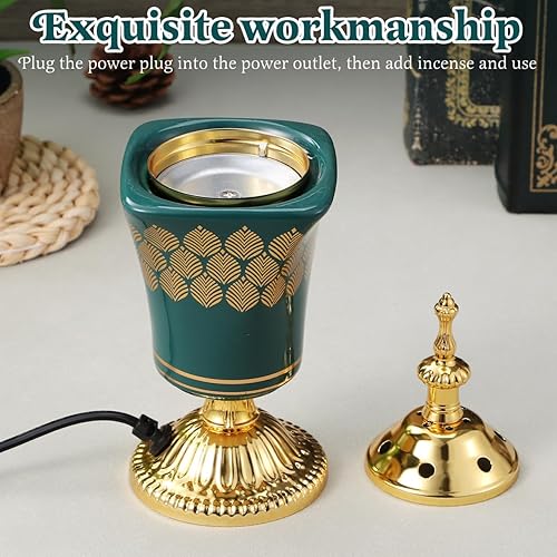 Miniatura 2 de Cabilock Quemador de incienso retro eléctrico para el hogar, yoga y meditación, diseño compacto para dormitorio, sala de estar y estudio, enchufe de