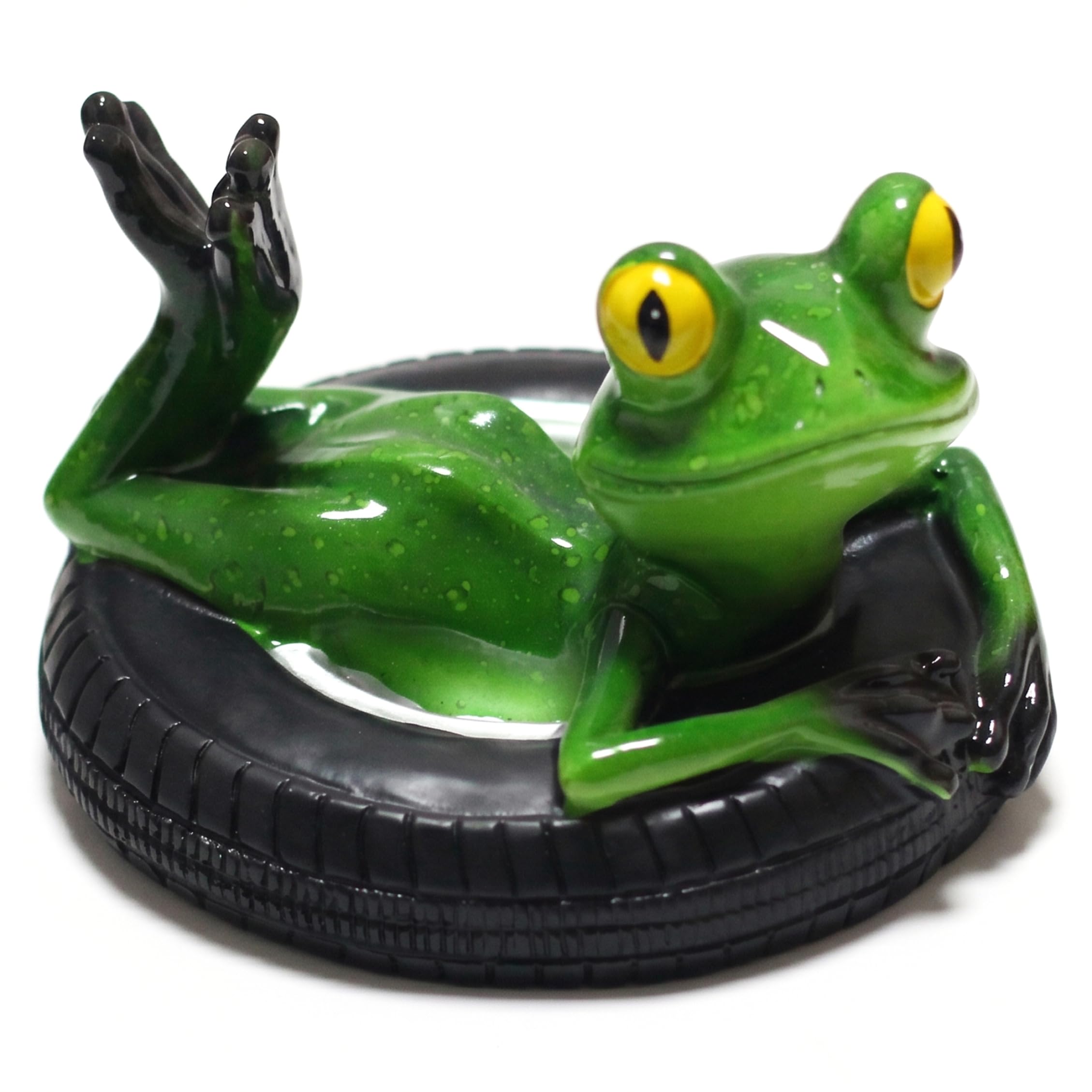 Hperu Pond Decor, Resin Floating Pond Decor Frog Statue - Outdoor Garden Decoration, Green, 5.51x5.12x3.74 Inch, for Outdoor Ponds