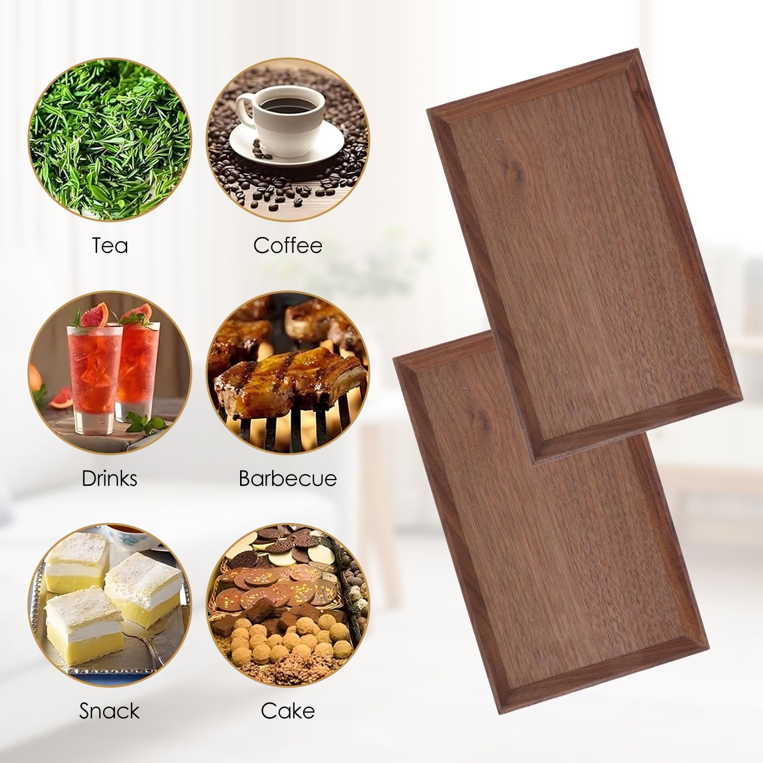 Massivholz Tablett 25x15 Cm – Rechteckiges Serviertablett Für Frühstück, Kaffee & Deko, Naturbraun