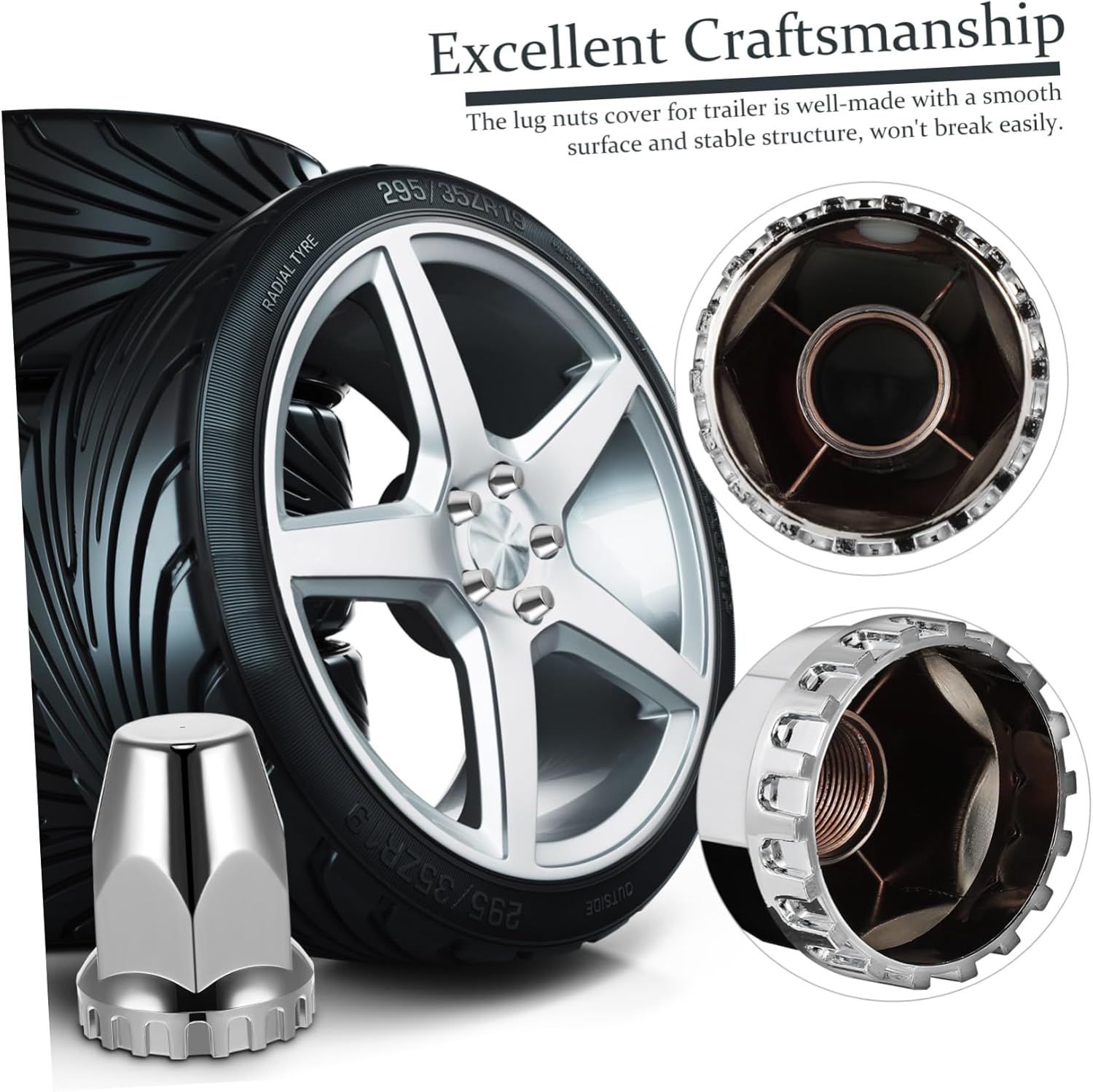 20pcs Semi Truck Lug Bolt Caps Lug Nuts Cover for Trailer Chrome Truck Car Wheel Accessories