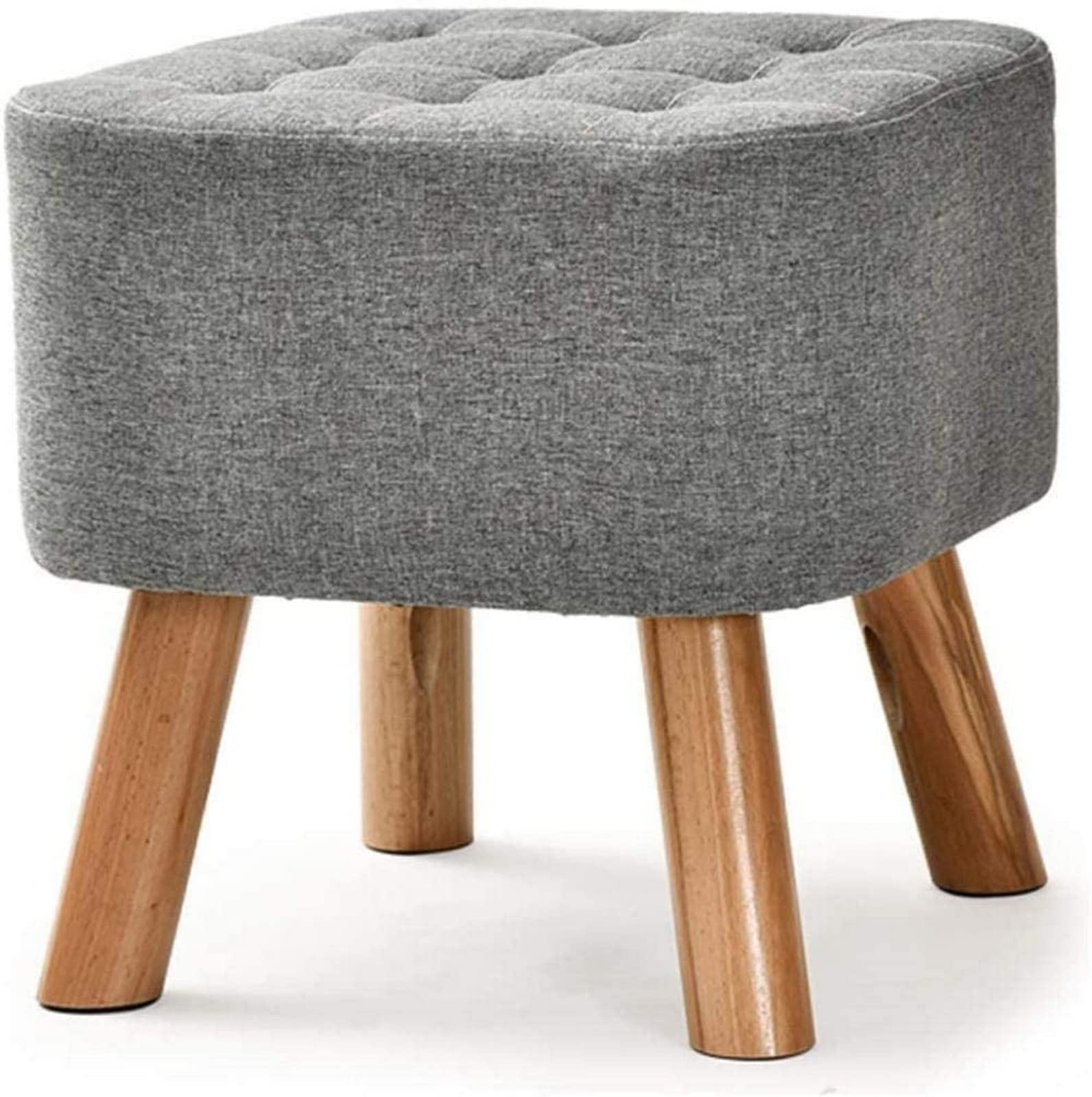 Tabouret bas en lin gris idéal près du canapé