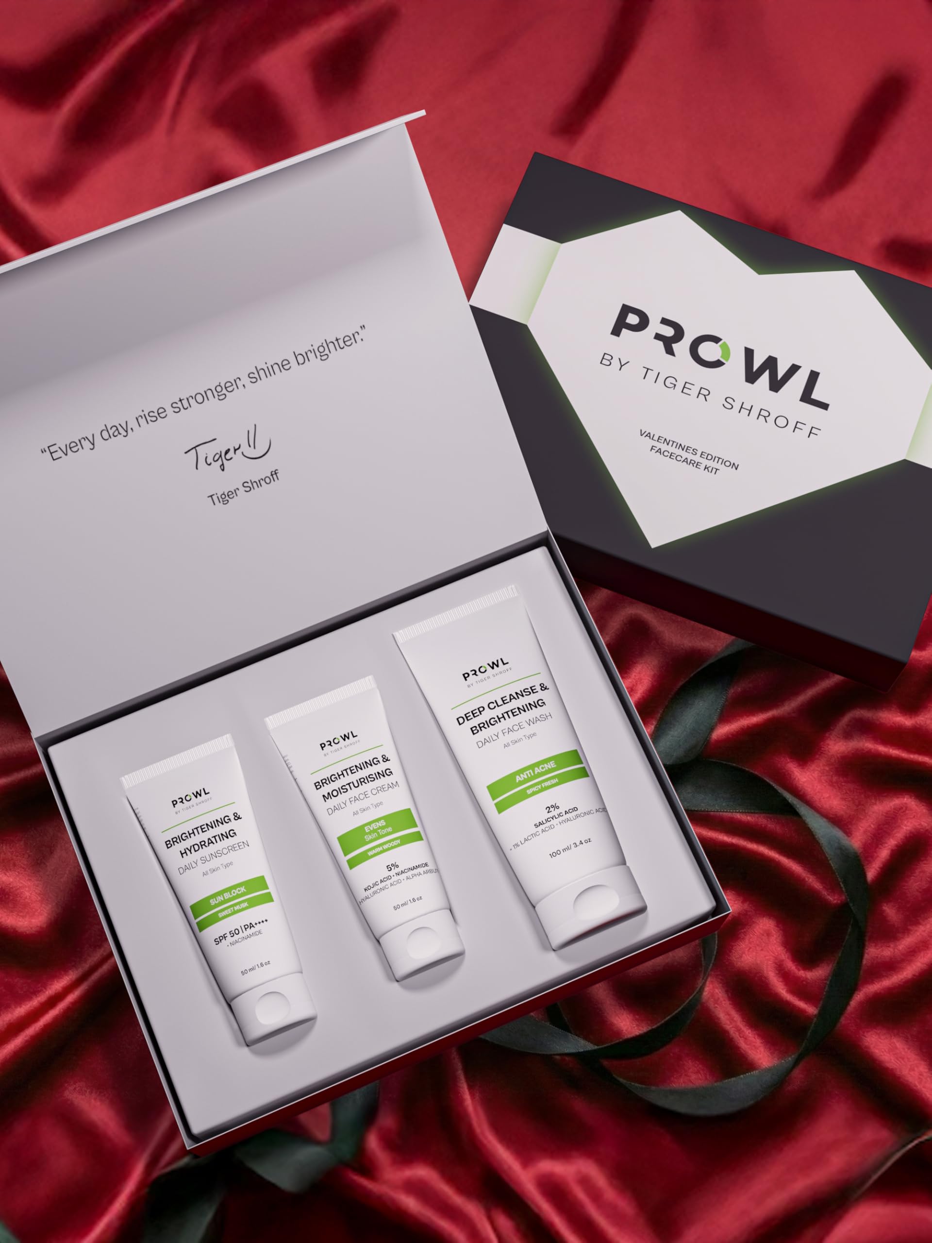 PROWL by Tiger Shroff Valentine Gift Hamper Box for Mens Grooming | Facewash , Face Cream , Sunscreen | Skin Care Gifts Set for Man Boyfriend Husband | Unique Skincare Men Grooming Kit