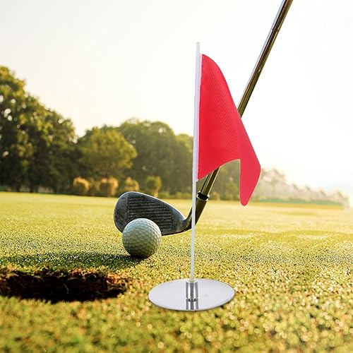 Miniatura 3 de BESPORTBLE Juego de banderas y tazas de palos de golf, mini taza de golf y banderas para poner golf de repuesto verde, copa de agujero para palo de