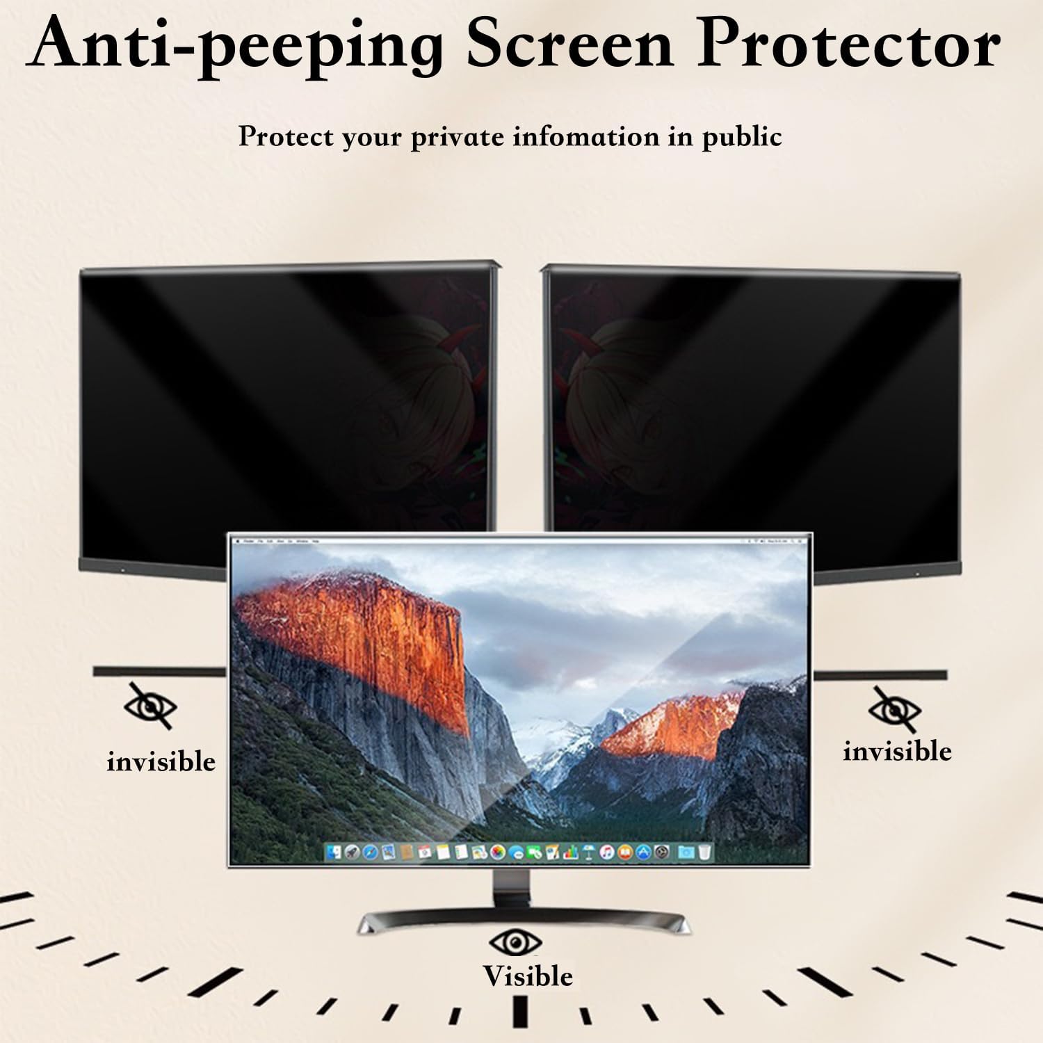 Hanging Computer Privacy Screen Filter 22 Inch,Compatible with 21/22 inch for 16:9 Widescreen Desktop Monitor, Anti Glare Eye Protection and Blue Light Blocks