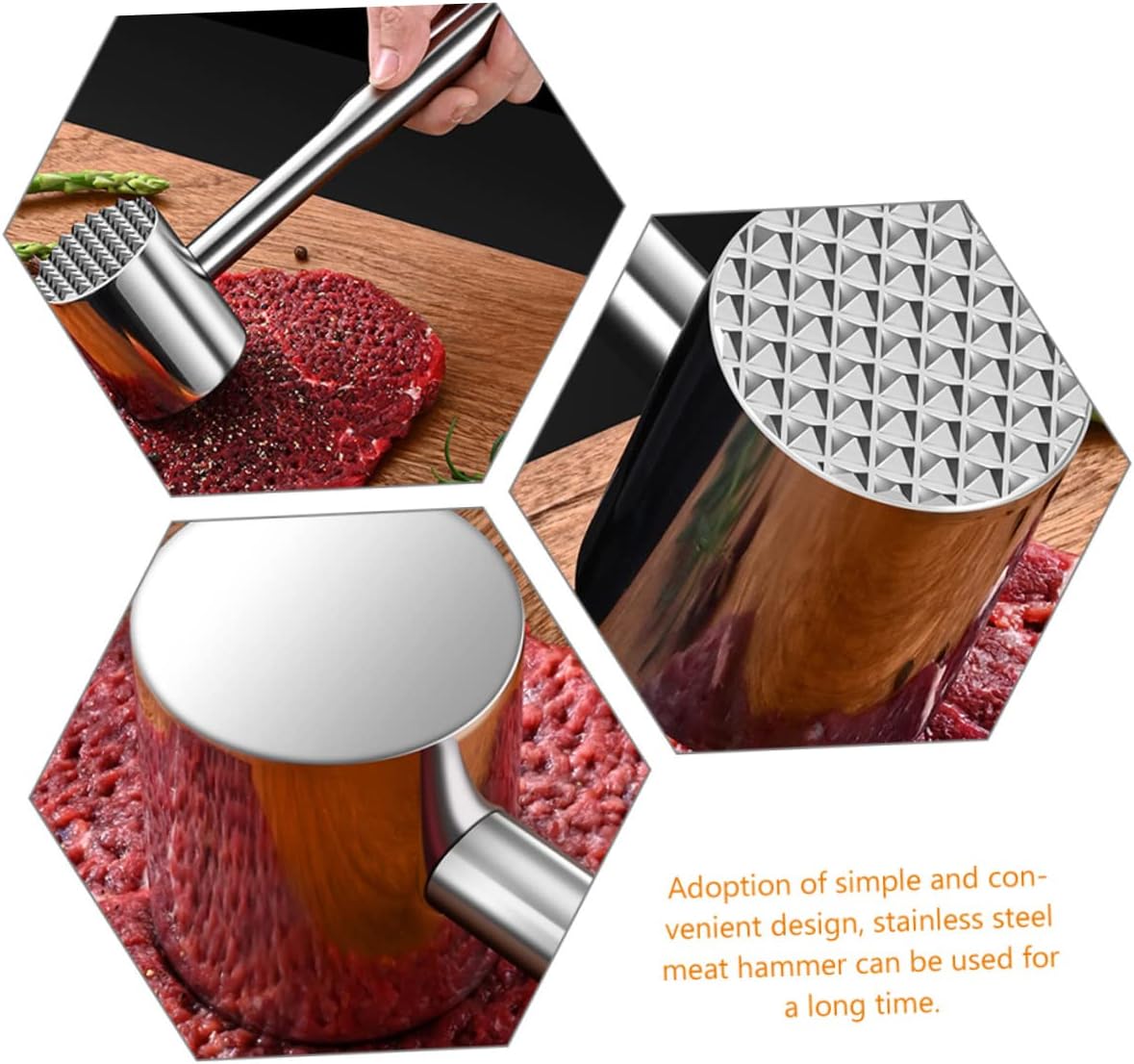 Daily Use Meat Mallet Professional Beef Tenderizing Tool Multi-functional Kitchen Accessory for Steak and Chicken for Crushing Nuts and Ice Heavy Duty