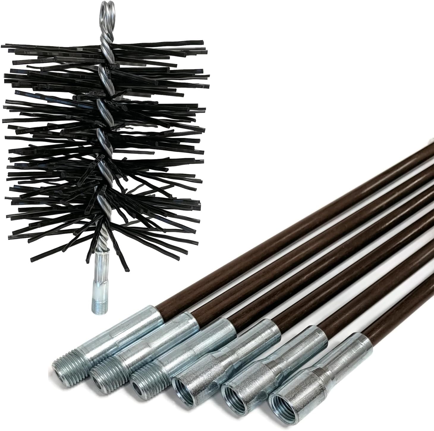 Midwest Hearth 6Inch Round Poly Chimney Brush and 18Foot