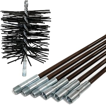 Midwest Hearth 8-Inch Round Poly Chimney Brush and 18-Foot Fiberglass Chimney Rod Bundle Kit