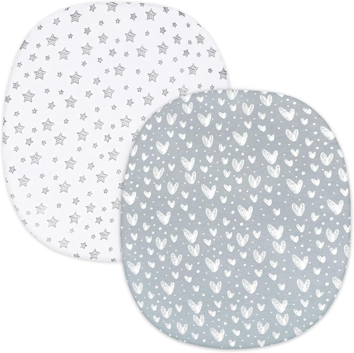 Bassinet Sheets for Graco Pack ‘n-Play Dome LX Bassinet(not playard) | 100% Cotton Sheets, Unisex Baby Bassinet Mattress Sheets for Baby Boy Girl, 2 Pack(Gray Print)