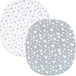 Bassinet Sheets for Graco Pack ‘n-Play Dome LX Bassinet(not playard) | 100% Cotton Sheets, Unisex Baby Bassinet Mattress Sheets for Baby Boy Girl, 2 Pack(Gray Print)