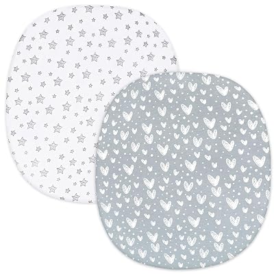 Bassinet Fitted Sheets Compatible with Graco Pack 'n-Play Dome LX Bassinet(not playard), 2 Pack, 100% Jersey Knit Cotton Sheets, Gray Print for Baby
