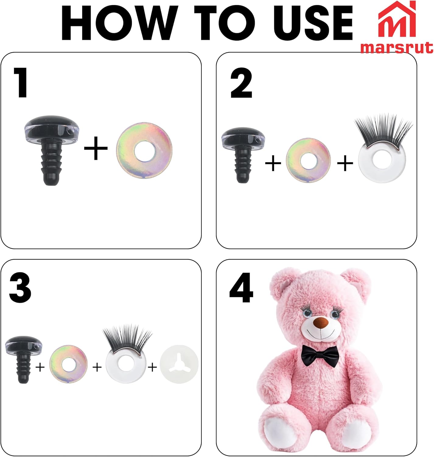 20Pcs 3D Safety Glitter Toy Eyes with Eyelashes for Crocheting, 16mm (0.63") Colorful Mixed Assortment Set for Cute Creative DIY Plush Doll Big Stuffed Animals Plushie Cat Puppet Craft Making Projects