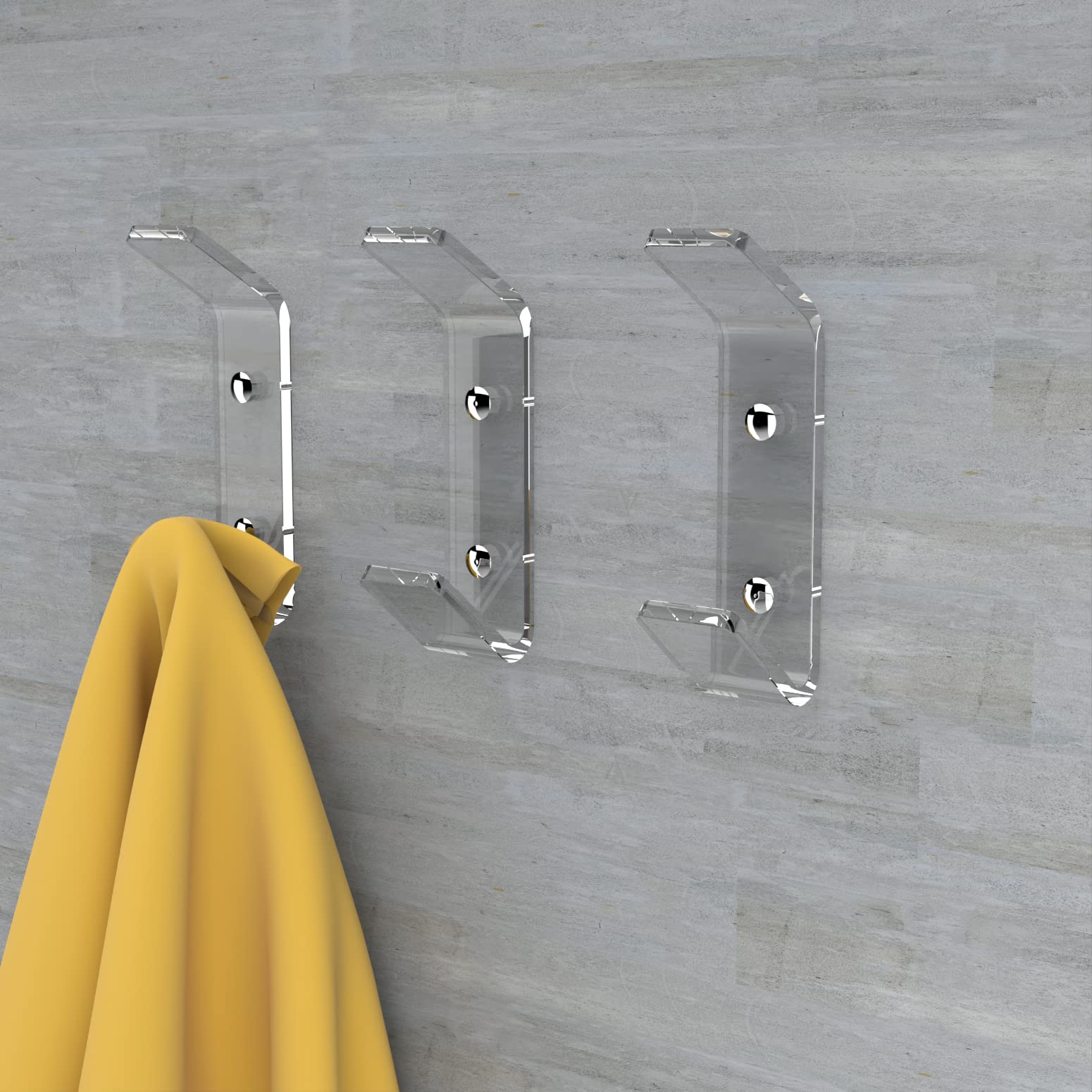 AGPLEX - Appendiabiti da Parete in vetro acrilico, Appendini da muro dal Design Moderno (3 Ganci)