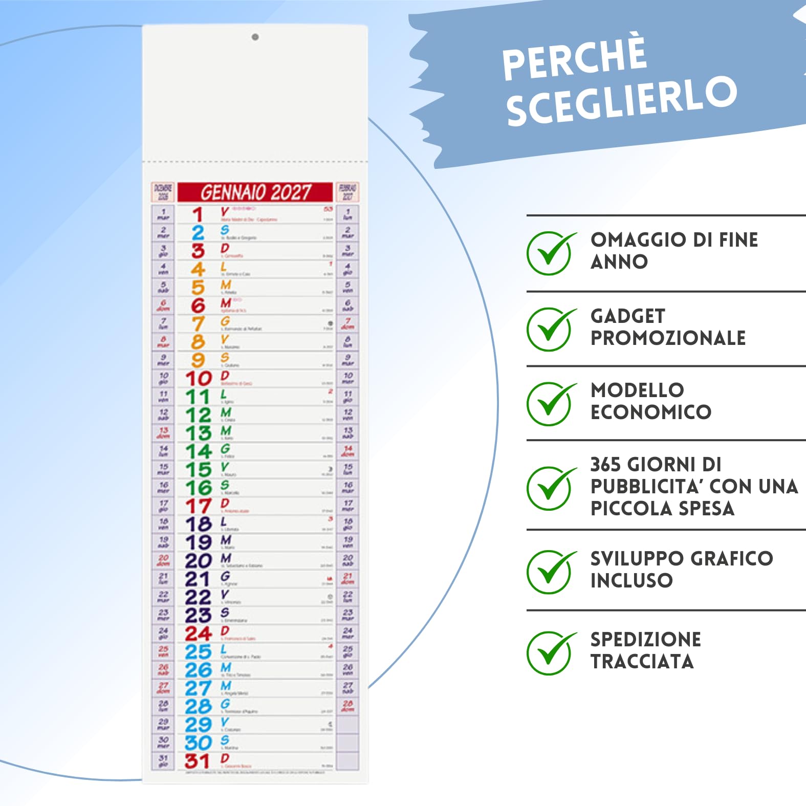 Calendari Personalizzati 2027 Stock da 100 Pezzi Olandesi da Muro per Gadget Pubblicitari di Fine Anno come Omaggio per i Clienti Regali Aziendali Cod. PA670