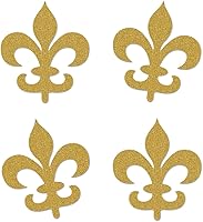Vista 1 de Recortes dorados de Mardi Gras, paquete de 12 decoraciones de mesa de doble cara para fiesta de cumpleaños