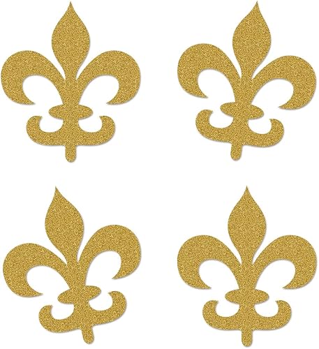 Recortes dorados de Mardi Gras, paquete de 12 decoraciones de mesa de doble cara para fiesta de cumpleaños