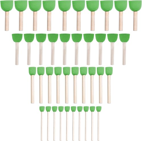 WAFJAMF 40 Pcs Assorted Size Round Sponges Brush Set, 4 Size DIY Paint Tools for Kids – Green