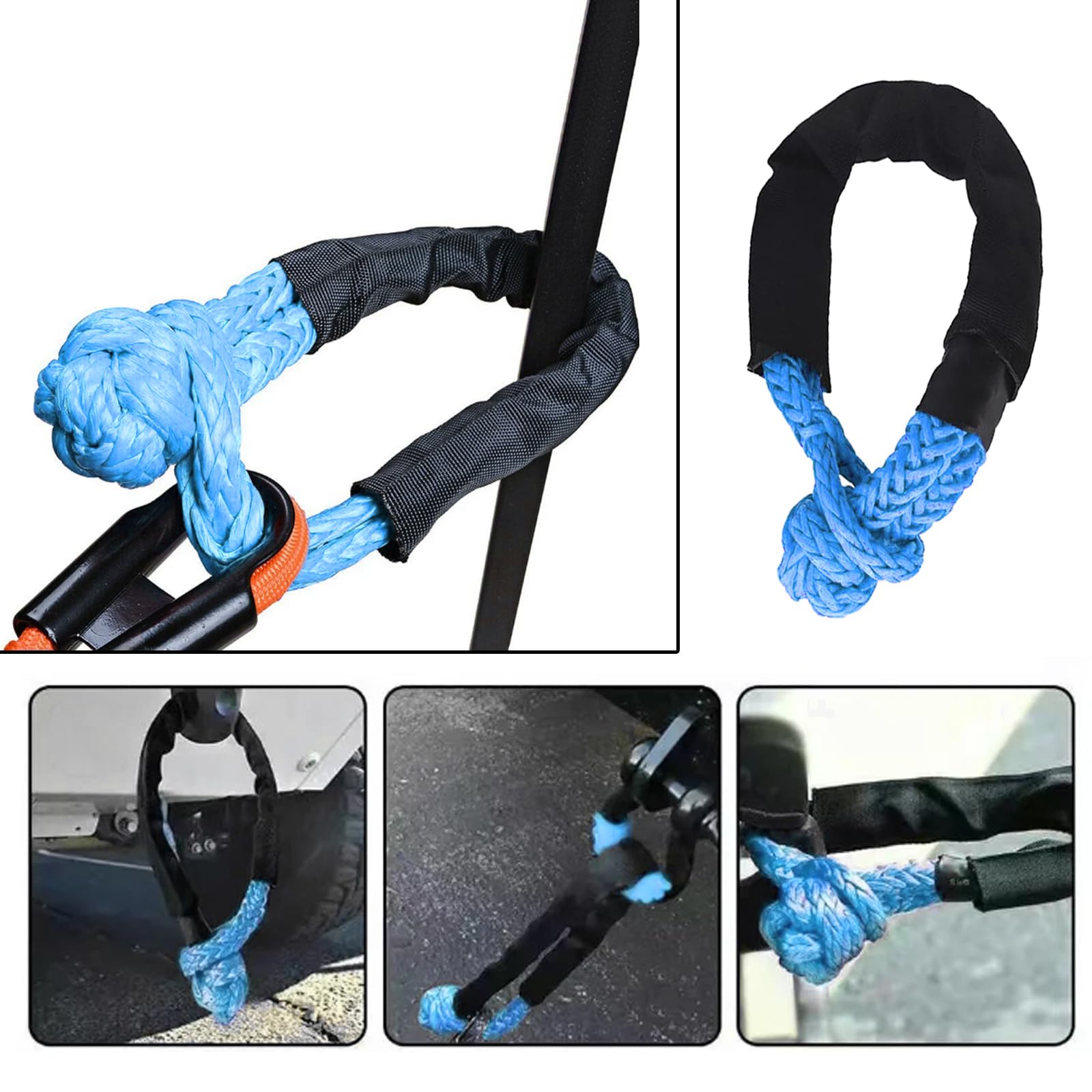 Synthetic Soft Shackle Rope, 7 Tons Tensile Force Synthetic Road Recovery Rope Orange Tight For Off Road Vehicle Self Rescue - View #10