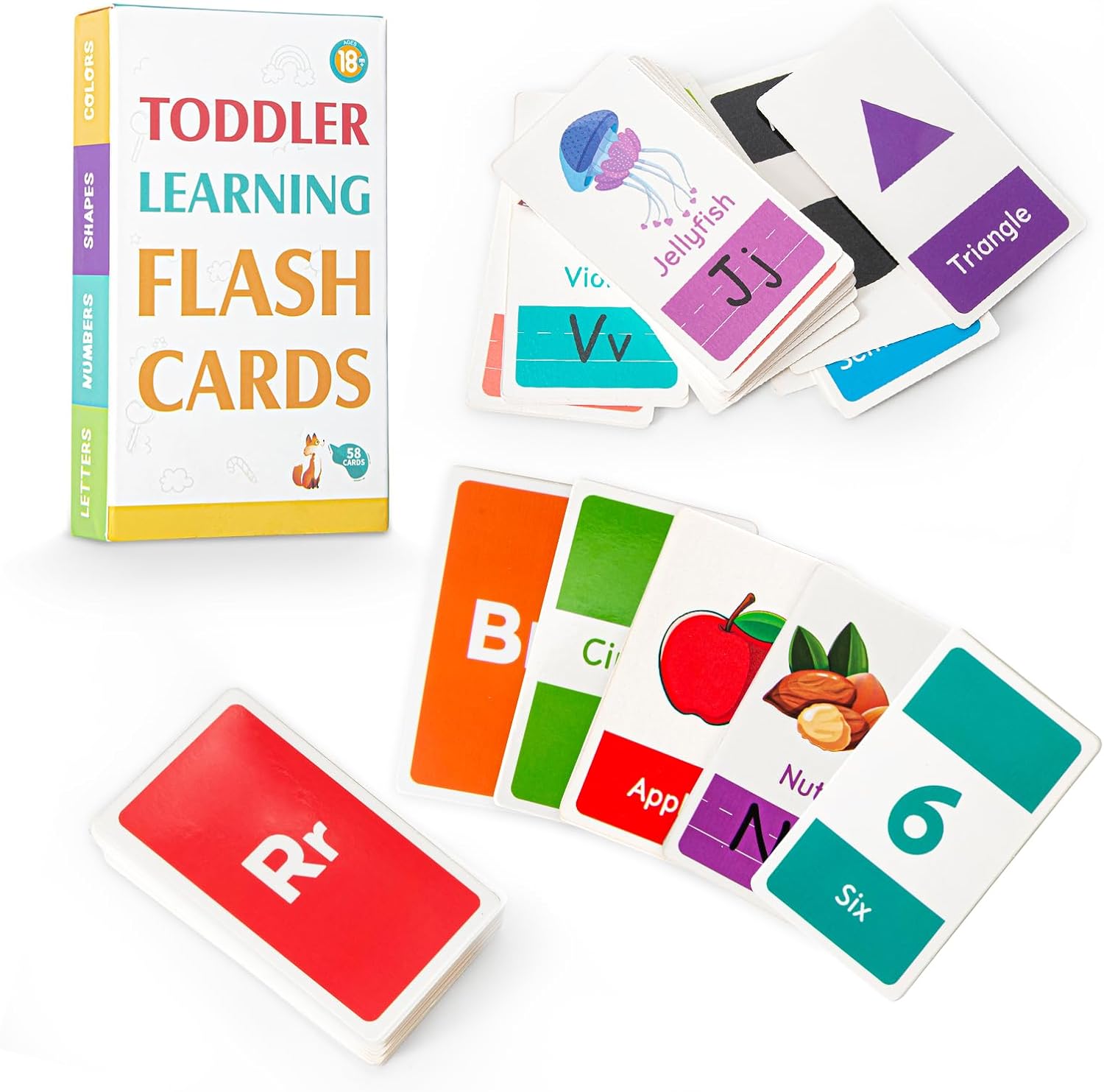 Topfree 58 PCS Alphabet Flash Cards for Toddlers 27 Years Learn