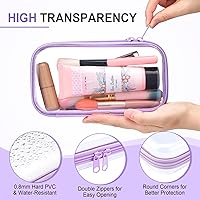 Vista 3 de Hoolerry 4 piezas de estuches rígidos transparentes con cremallera, bolsas de maquillaje, estuche de lápices de plástico, contenedores de caja