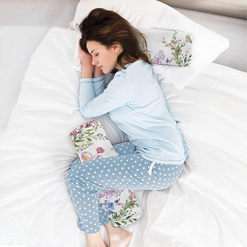 Miniatura 6 de Almohada cervical para aliviar el dolor de cuello, hierbas y flores silvestres, almohada de espuma viscoelástica redonda para piernas, cama, cabeza,