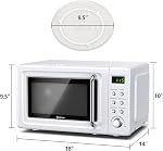 COSTWAY Countertop Microwave Oven, 0.7Cu.ft Vintage Microwave with 5 Micro Power Levels, 8 Pr-Programmed Settings, Child Lock, LED Display, Compact Retro Microwave for Dorm, Travel, RV, 700 W, White