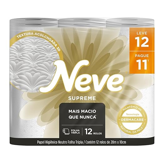 Papel Higiênico Neve Folha Tripla 12 Rolos