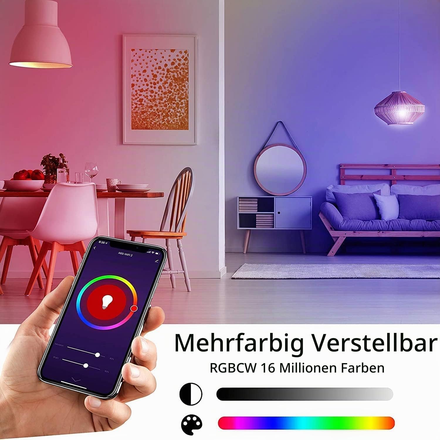 Wixann MR16 GU5.3 LED Smart RGB Glühbirne,5W 12V 3000K weiches Warmweiß,GU5.3 Bi-Pin-Sockel,40 Grad Spotbeleuchtung für Landschaftsschienenlampen im Innen und Außenbereich (4Pack)