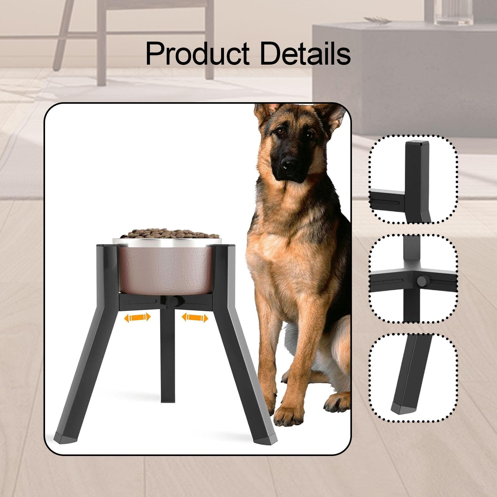 Support pour Gamelle de Chien, Support Individuel en Fer, Stable, Antidérapant, Tube Carré, Support d'alimentation pour Animaux, Réglable pour Gam, Hauteur Fixe