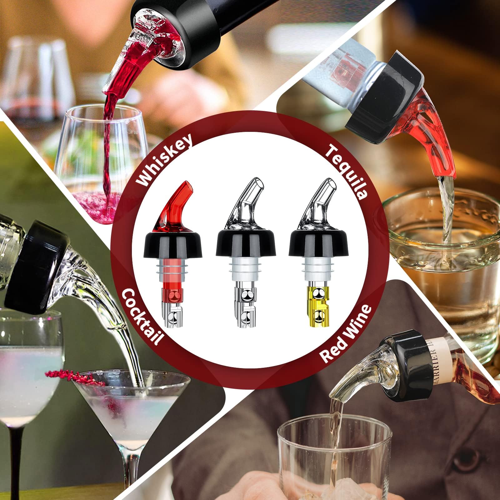 Vertedor automático de botellas medido – Vertedor de medición rápida de alcohol para bebidas, dispensador de vino y cóctel, herramientas de bar para el hogar – 1 onza / 1.0 fl oz (paquete de 12) 5